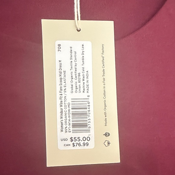 Pact Burgundy Midi Dress size M brand new! - Picture 4 of 5